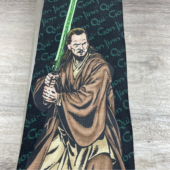 Star Wars Qui-Gon Jinn Neck Tie Black Jedi George Lucas Ralph Marlin - Picture 2 of 7